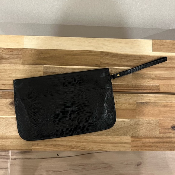 Prune Black Leather Wristlet Clutch - Picture 2 of 4